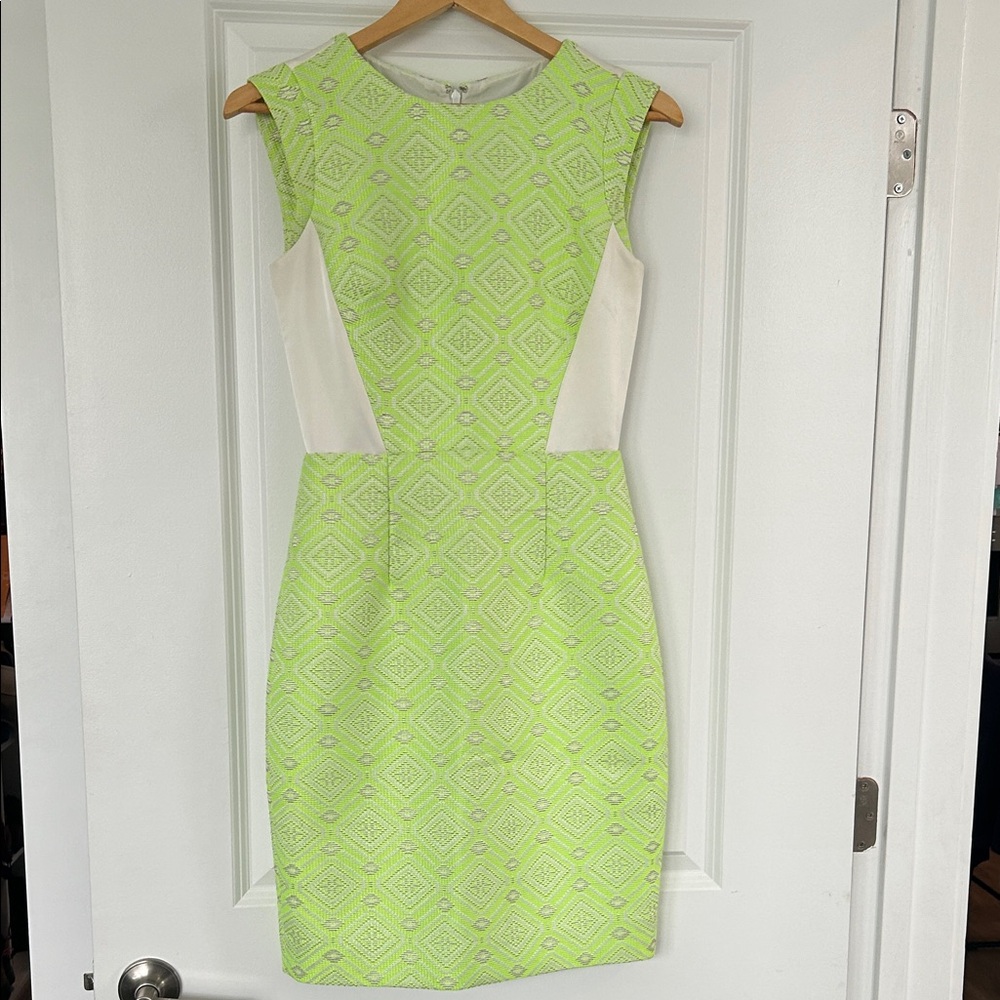 J. Crew Collection Lime Green and white Dress